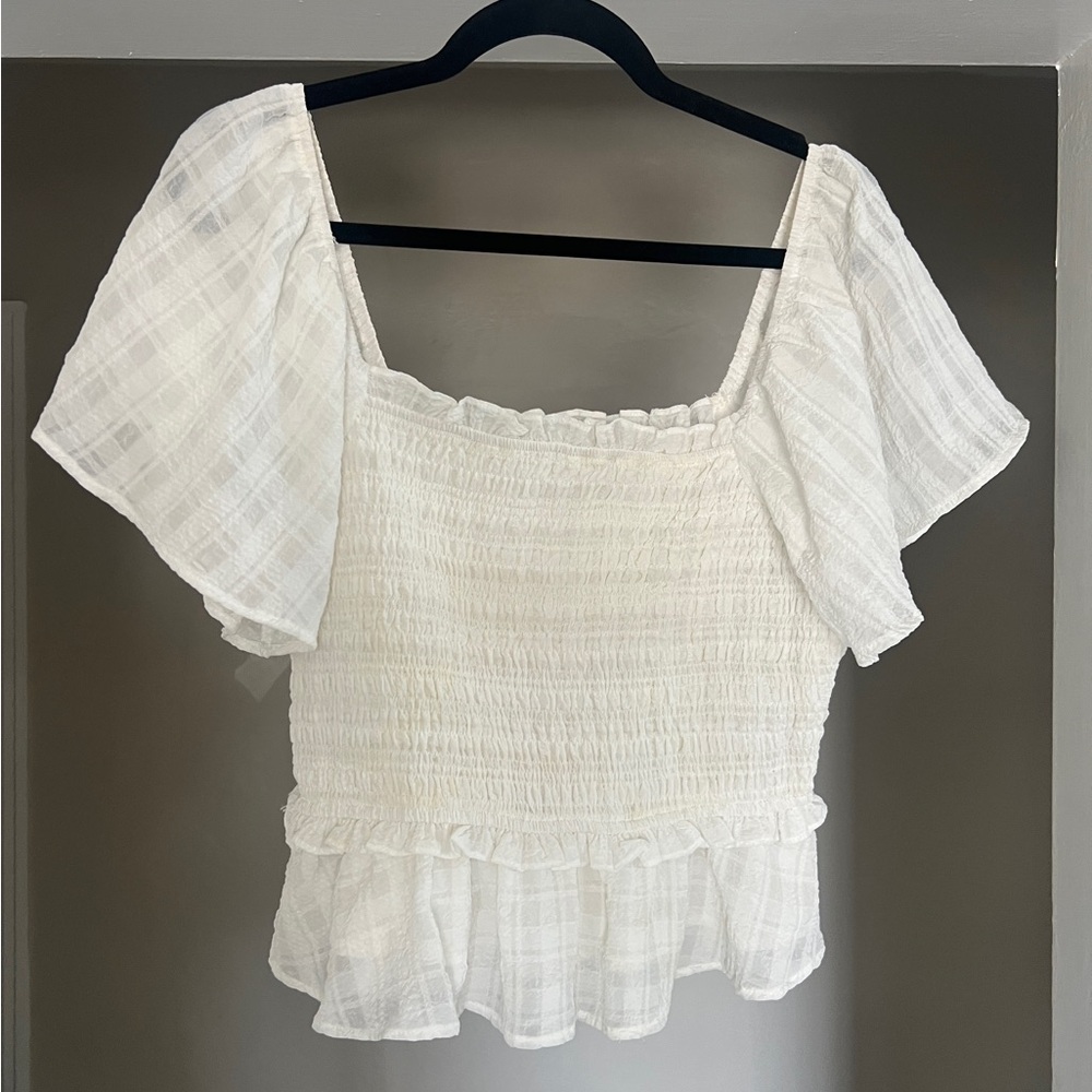 White ASTR smocked blouse. Size M.